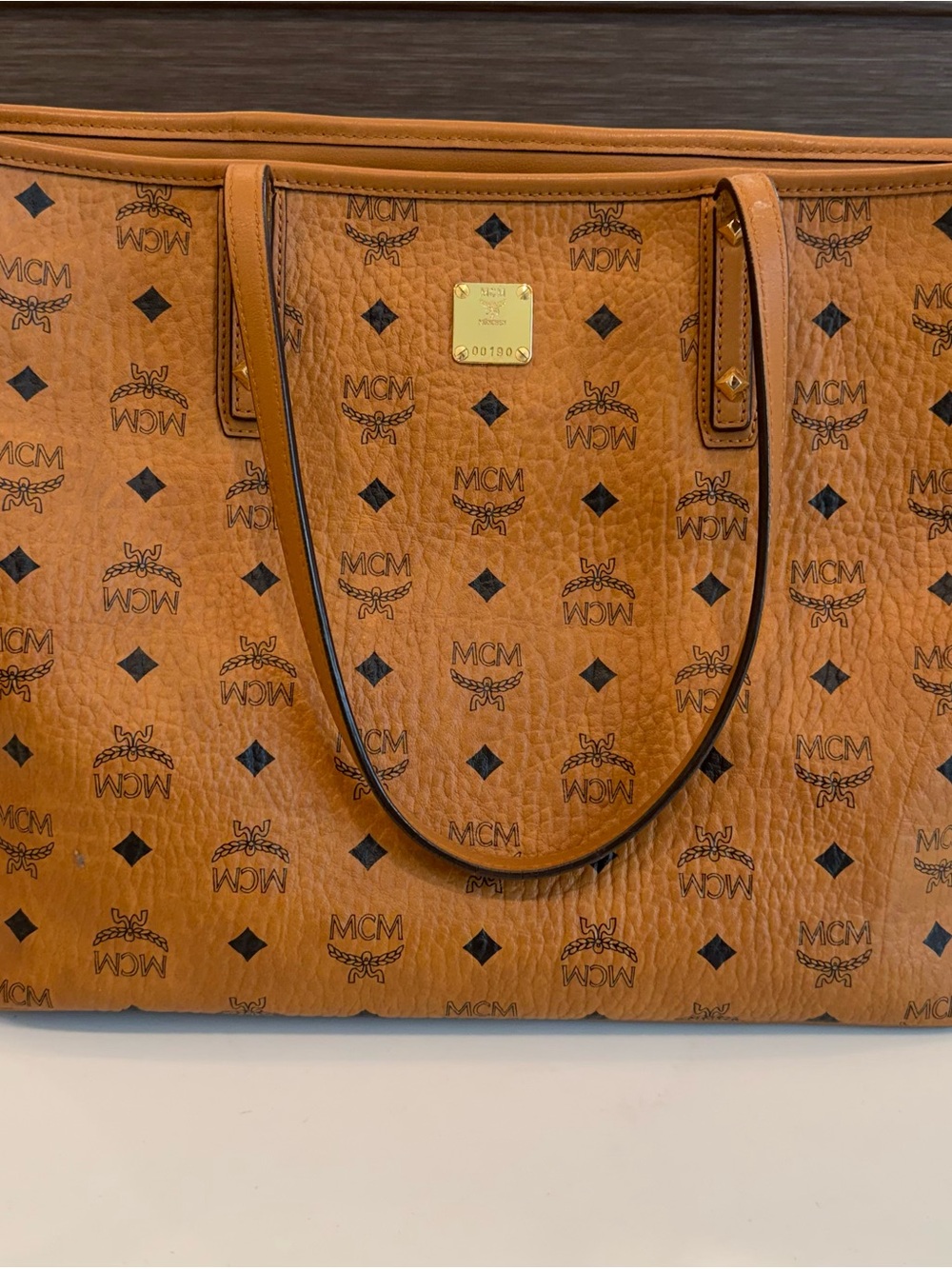 MCM Cognac Visetos Heritage Tote Bag